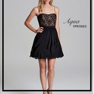 Aqua Dresses Black/Nude Spaghetti Strap Lace Dress